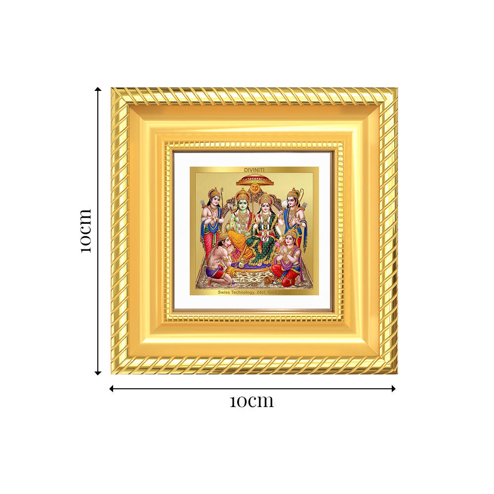 Diviniti Ram Darbar (Lord Ram with Sita, Lakshman & Hanuman) Tabletop Frame in 24K Gold Plated Foil | Dharma, Devotion & Divine Blessings | DG015S1A (10x10 CM)