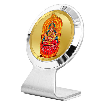 Diviniti 24K Gold Plated Foil Sharda Mata Frame for Car Dashboard, Home Decor, Worship, Tabletop & Festival Gift MCF1CR (6.2x4.5 CM)