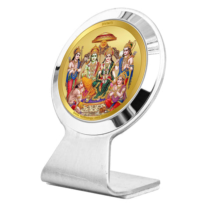 Diviniti 24K Gold Plated Ram Darbar Frame for Car Dashboard, Room Decor, Worship, Tabletop & Festival Gift MCF1CR (6.2x4.5 CM)