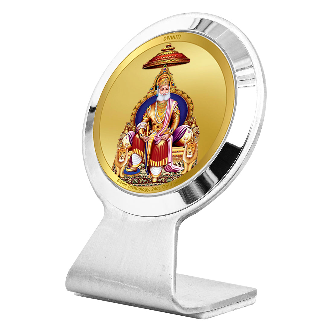 Diviniti 24K Gold Plated Foil Agrasen Maharaj Frame for Car Dashboard, Home Decor, Worship, Tabletop & Festival Gift MCF1CR (6.2x4.5 CM)