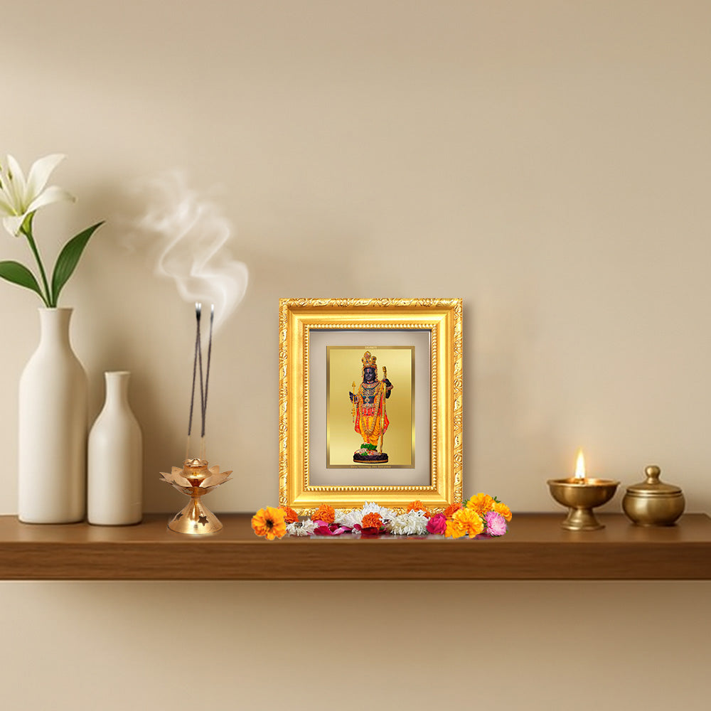 Diviniti 24K Gold Plated Ram Lalla With Arch |Divine Table Top Frame for Home Mandir & Office Decor | Luxury Spiritual Gift
