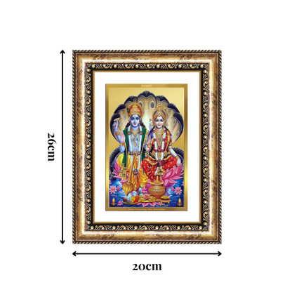 Diviniti 24K Gold Plated Vishnu Lakshmi (Classic) Divine Wall Frame for Home Mandir & Office Decor | Luxury Spiritual Gift