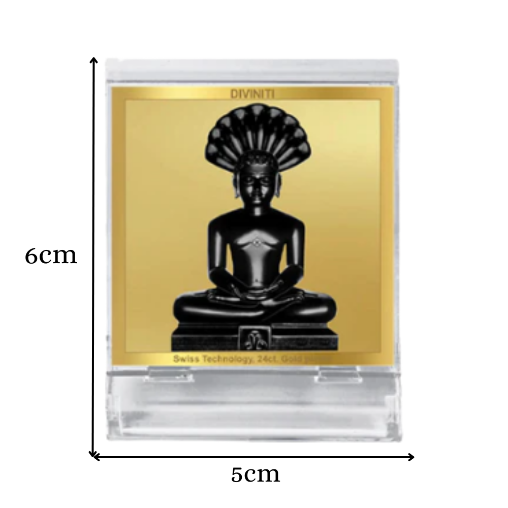 Parshvanatha | Divine Jain Tirthankar Car Dashboard & Tabletop Photo Frame in 24K Gold Plated Foil