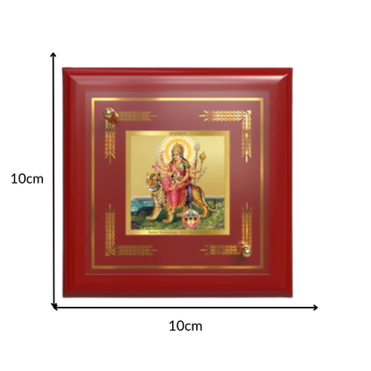 Durga-Sherawali Mata | Shakti Roop | Divine Goddess With Pind For Tabletop Frame in 24K Gold Plated Foil