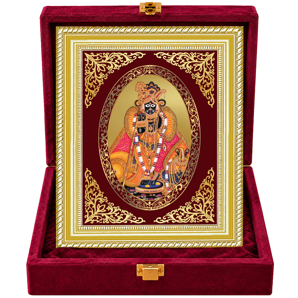 24K Gold-Plated Banke Bihari Ji Frame | Premium Gift Box | 26x20 CM