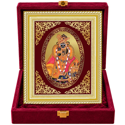 24K Gold-Plated Banke Bihari Ji Frame | Premium Gift Box | 26x20 CM
