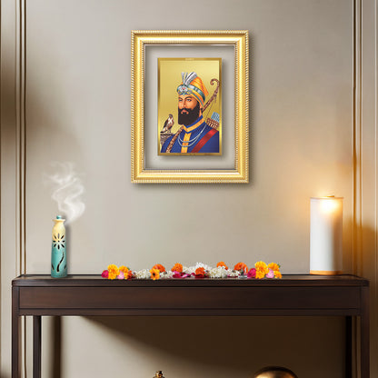 Diviniti 24K Gold Plated Guru Gobind Singh Ji (Classic) Sacred Sikh Wall Frame for Home Decor & Office Ambiance | Premium Spiritual Gift
