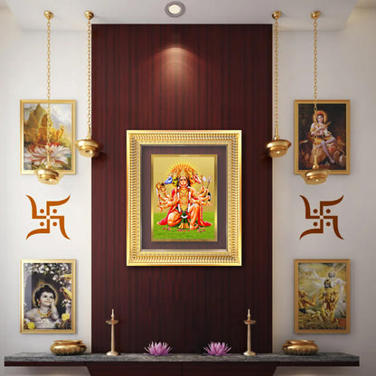 Diviniti 24K Gold Plated Panchmukhi Hanuman (Classic) Divine Wall Frame for Home Mandir & Office Decor | Luxury Spiritual Gift