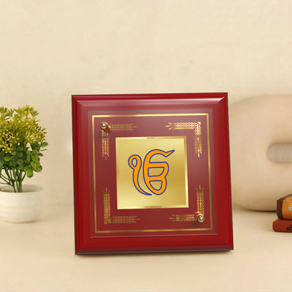 Ik Onkar | Sacred Sikh Symbol 24K Gold Plated Photo Frame for Home Décor, Tabletop & Office | Blessings of Unity, Peace & Spiritual Harmony (MDF1A)
