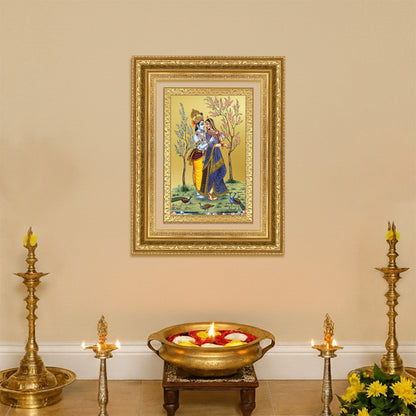 Diviniti 24K Gold Plated Radha Krishna (Classic) Divine Wall Frame for Home Mandir & Office Decor | Luxury Spiritual Gift