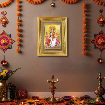 Diviniti 24K Gold Plated Gayatri Maa (Classic) Divine Wall Frame for Home Mandir & Office Decor | Luxury Spiritual Gift