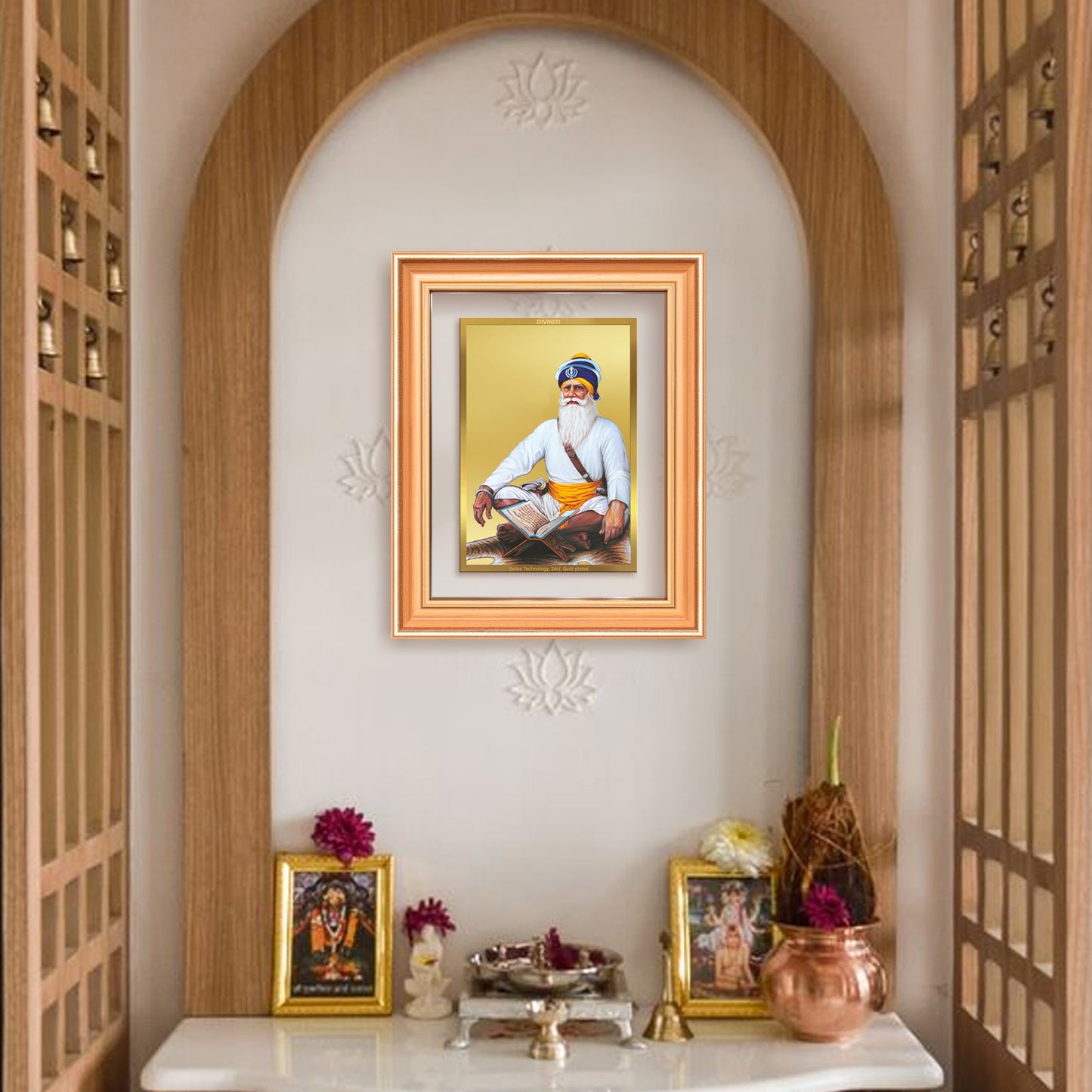 Baba Deep Singh Ji | Nihang Sikh and Martyr Wall Mount Photo Frame in 24K Gold Plated Foil