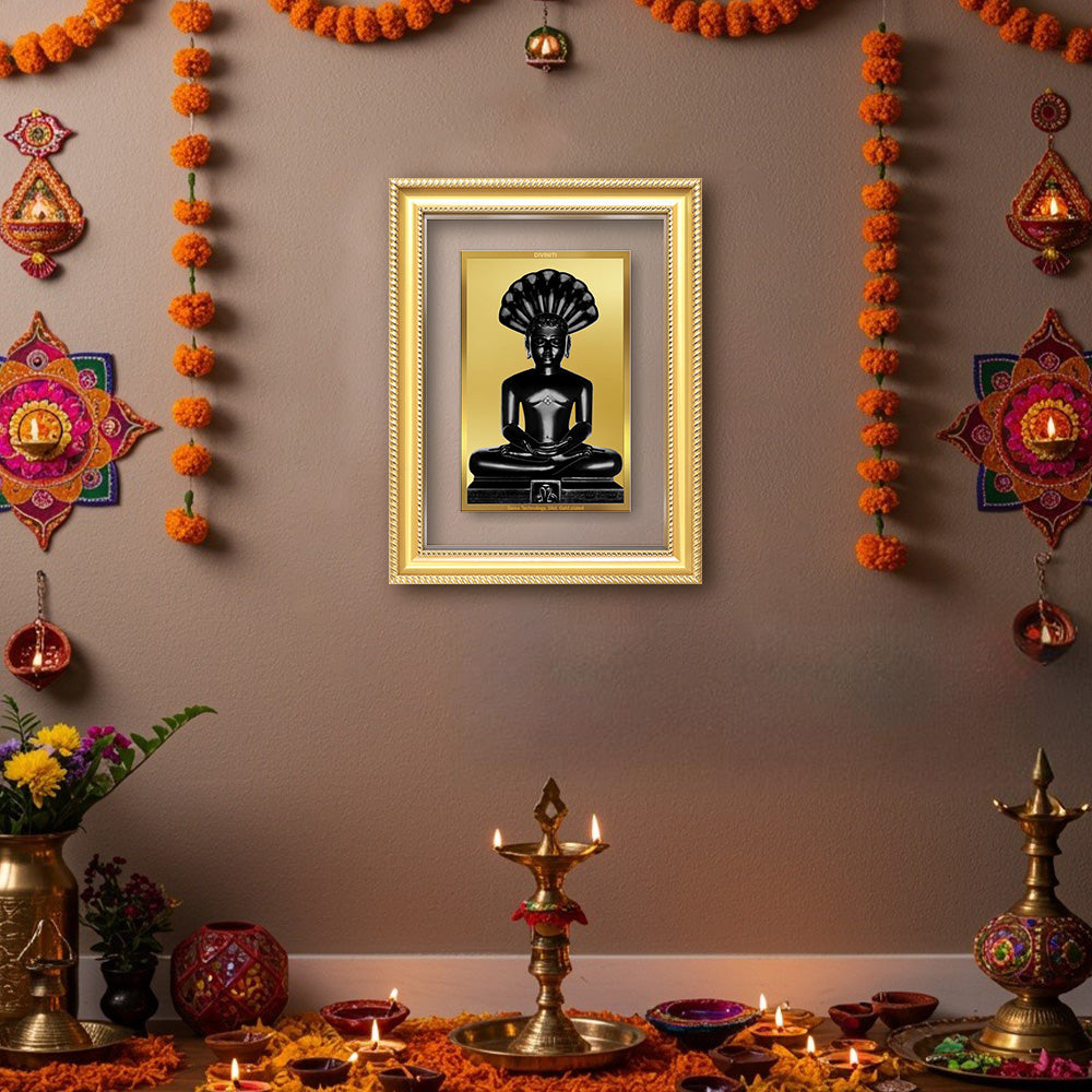 Diviniti 24K Gold Plated Parshvanath (Classic) Divine Wall Frame for Home Mandir & Office Decor | Luxury Spiritual Gift