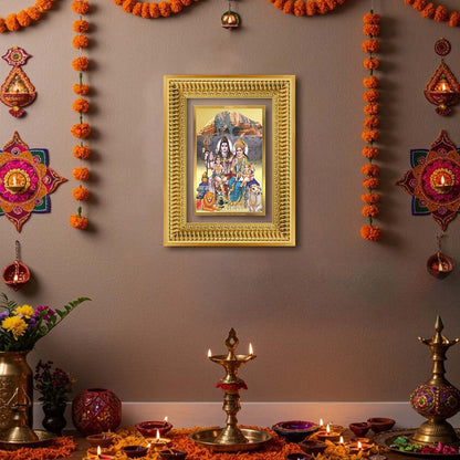 Diviniti 24K Gold Plated Shiv Parivar (Classic) Divine Wall Frame for Home Mandir & Office Decor | Luxury Spiritual Gift
