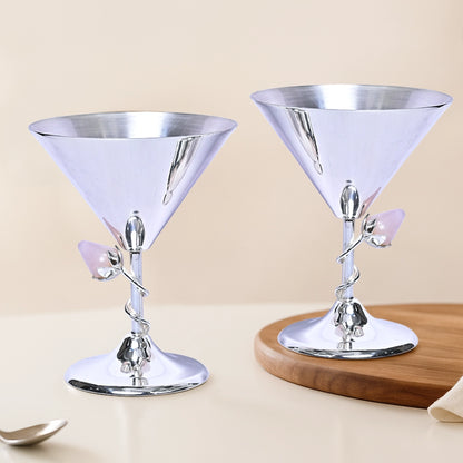 999 Silver Plated Wine Glass Set of 2 | Royal Elegance Accent for Dining and Gifting