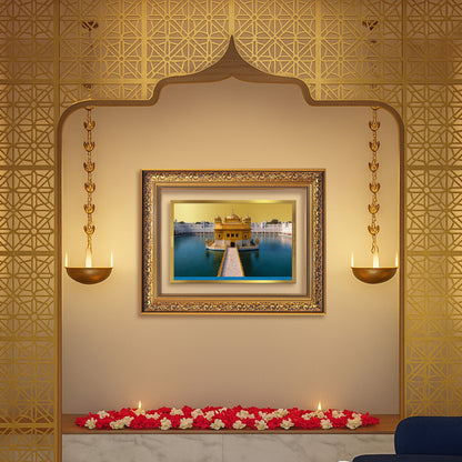 Diviniti 24K Gold Plated Golden Temple (Classic) Divine Wall Frame for Home Mandir & Office Decor | Luxury Spiritual Gift