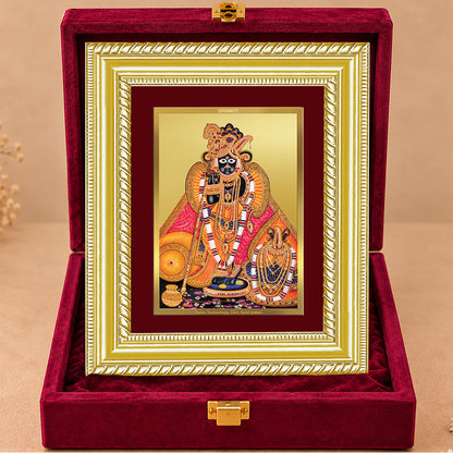 24K Gold-Plated Banke Bihari Ji Frame | Premium Gift Box | 21.5x17.5 CM