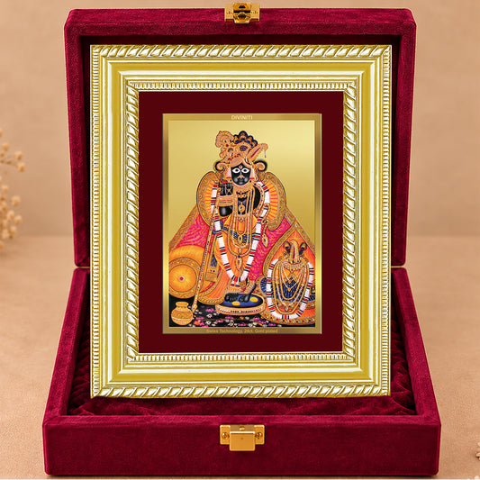 24K Gold-Plated Banke Bihari Ji Frame | Premium Gift Box | 21.5x17.5 CM