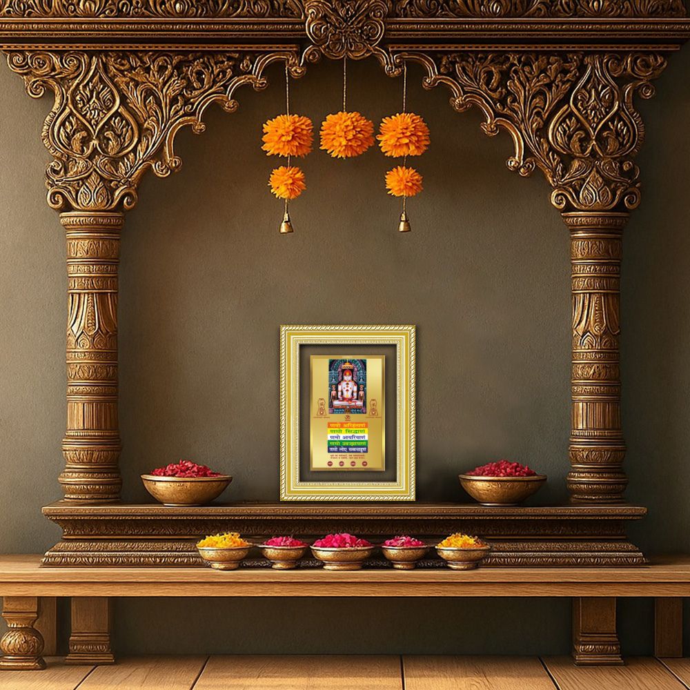 Diviniti 24K Gold Plated Adinath Divine Wall Frame for Home Mandir & Office Decor | Premium Jain Spiritual Gift