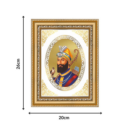 Guru Gobind Singh Ji | Sikh Guru Wall & Tabletop Royal Photo Frame in 24K Gold Plated Foil