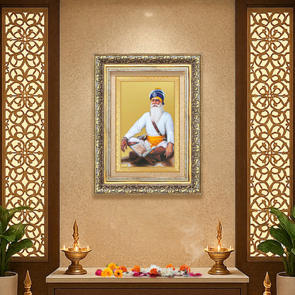 Diviniti 24K Gold Plated Baba Deep Singh Sacred Sikh Wall Frame for Home Decor & Office Ambiance | Premium Spiritual Gift