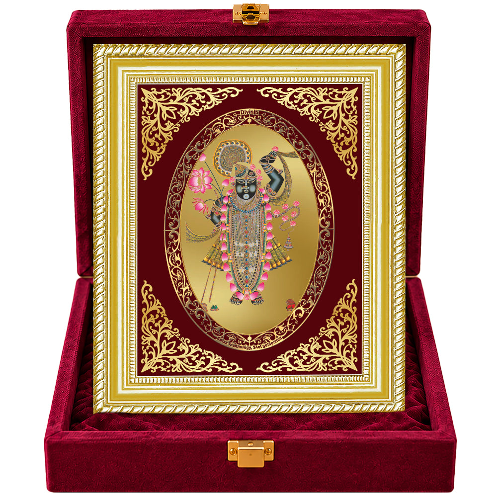 24K Gold-Plated Shrinath Ji Frame | Premium Gift Box | 26x20 CM