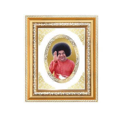 Satya Sai Baba Divine Spiritual Guidance & Seva Sacred Royal Tabletop Frame in 24K Gold Plated Foil