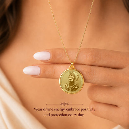 Diviniti 24K Double Sided Gold Plated Pendant Guru Gobind Singh Ji & Guru Nanak Dev Ji | 18 MM Flip Coin (1 PCS)