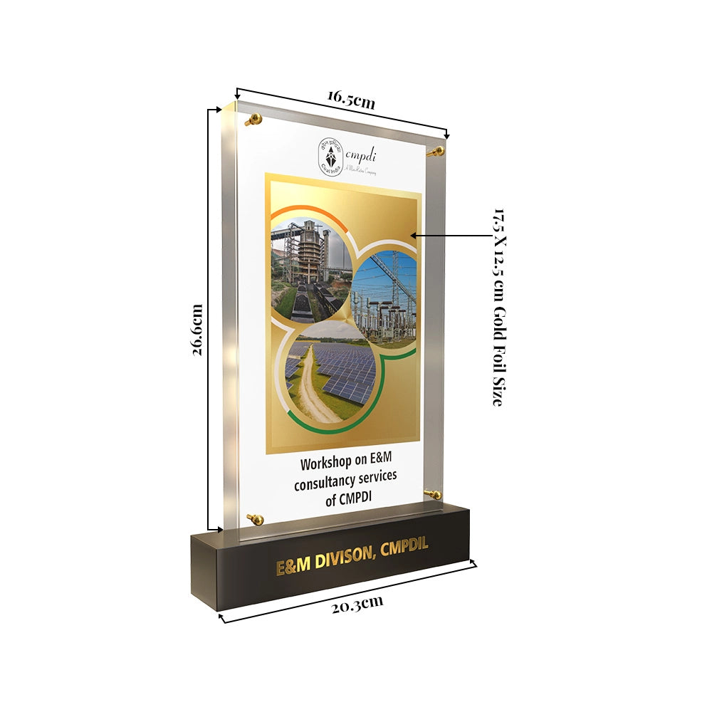 Personalized Acrylic & MDF with 24k Gold Plated Foil Trophy Plaque Corporate Award for Events and Seminars