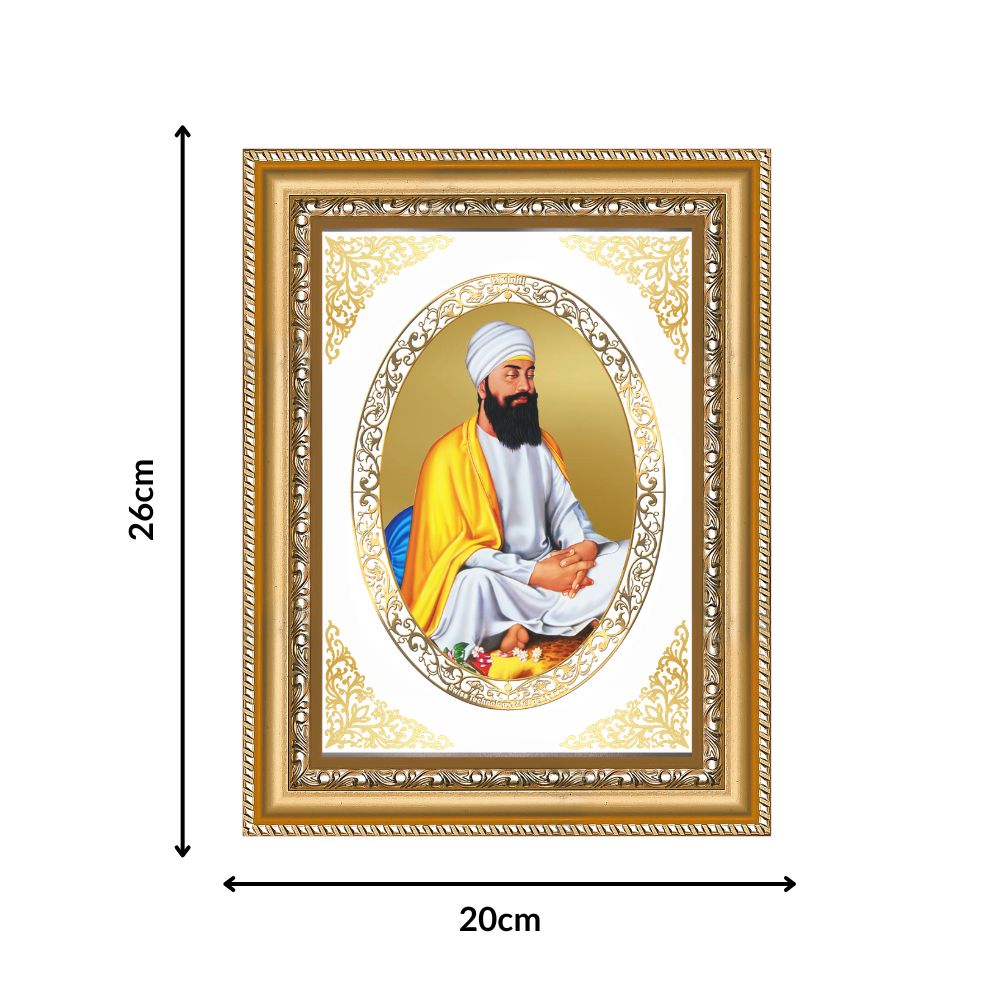 Guru Tegh Bahadur Sahib Ji | Sikh Guru Wall & Tabletop Royal Photo Frame in 24K Gold Plated Foil