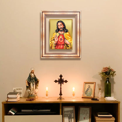 Diviniti 24K Gold Plated Jesus Christ (Classic) Divine Wall Frame for Home Mandir & Office Decor | Luxury Spiritual Gift