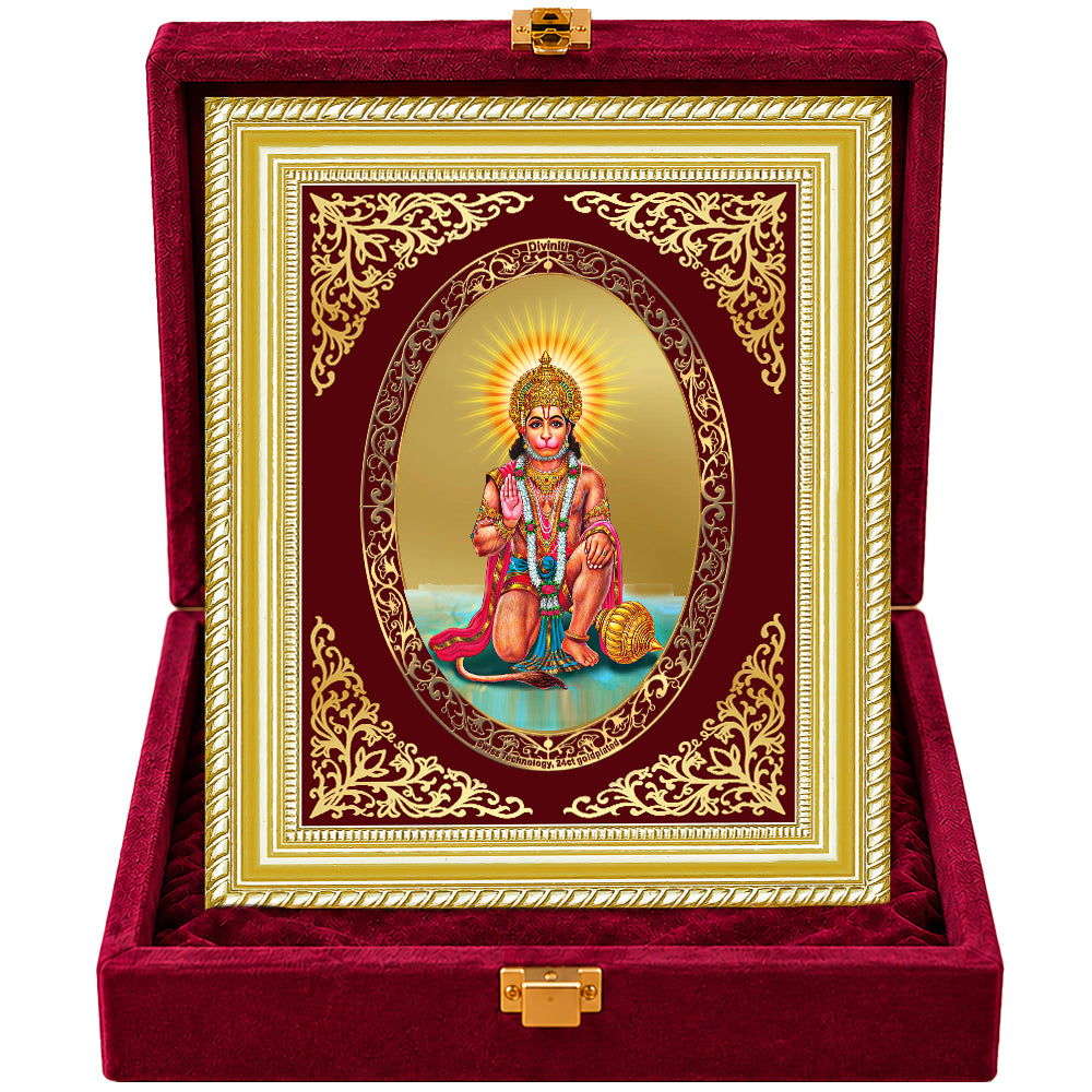 24K Gold-Plated Hanuman Blessings Frame | Premium Gift Box | 26x20 CM
