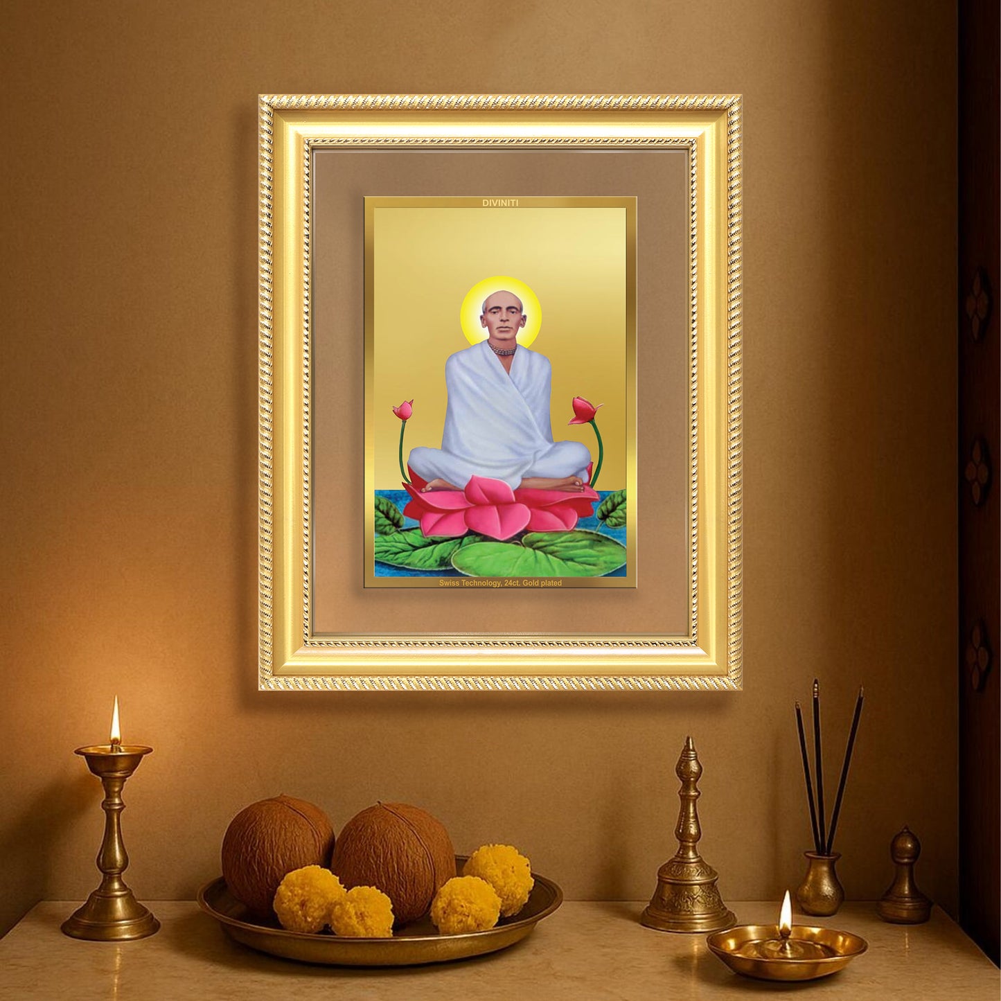 Diviniti 24K Gold Plated Ram Thakur (Classic) Divine Wall Frame for Home Mandir & Office Decor | Luxury Spiritual Gift