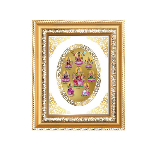 Ashtalakshmi Divine Eight Forms of Lakshmi Sacred Prosperity Royal Tabletop Frame in 24K Gold Plated Foil