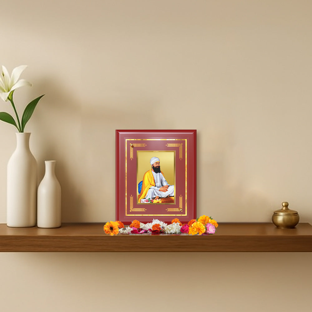 Diviniti 24K Gold Plated Guru Tegh Bahadur Sahib Ji Wall & Tabletop Photo Frame | Courage, Faith & Divine Blessings