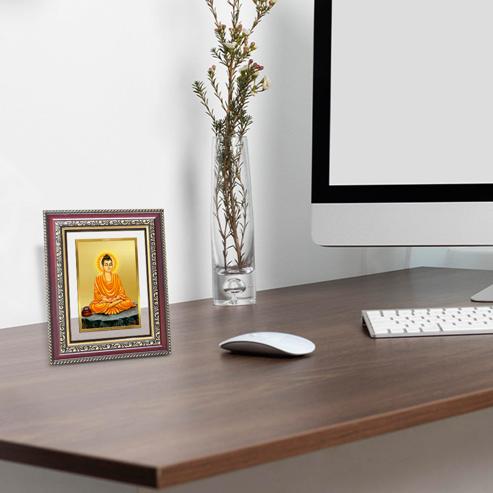 Diviniti 24K Gold Plated Buddha (Classic) Divine Wall and Table Top Frame for Home Mandir & Office Decor | Luxury Spiritual Gift
