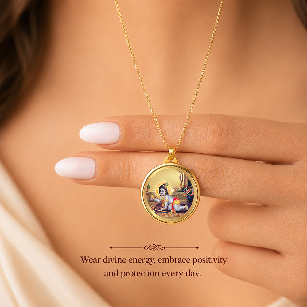 Diviniti 24K Gold Plated Bal Gopal & Laddu Gopal 28MM Double Sided Pendant For Men, Women & Kids