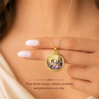 Diviniti 24K Gold Plated Bal Gopal & Laddu Gopal 28MM Double Sided Pendant For Men, Women & Kids