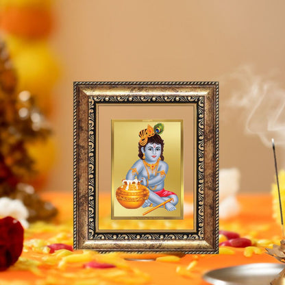 Diviniti 24K Gold Plated Bal Gopal Divine Table Top Frame for Home Mandir & Office Decor | Luxury Spiritual Gift