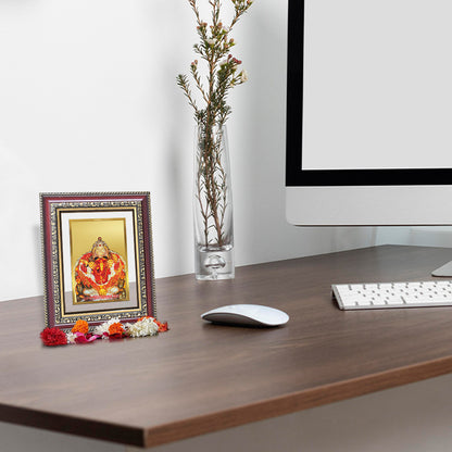 Diviniti 24K Gold Plated Siddhi Vinayak (Classic) Divine Wall and Table Top Frame for Home Mandir & Office Decor | Luxury Spiritual Gift