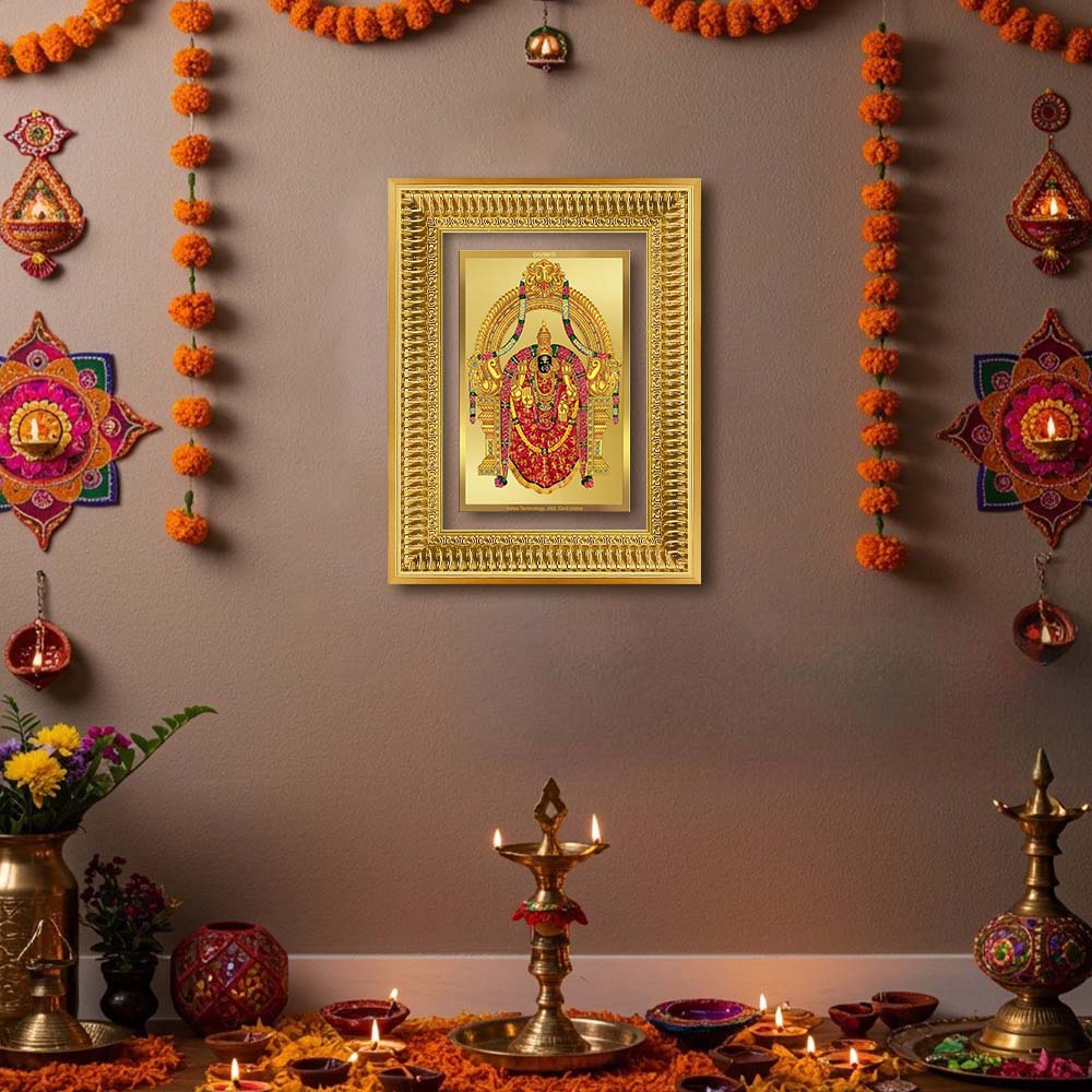 Diviniti 24K Gold Plated Padmavati (Classic) Divine Wall Frame for Home Mandir & Office Decor | Luxury Spiritual Gift