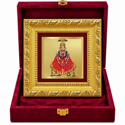 24K Gold-Plated Lord Khatu Shyam Ji Frame | Premium Gift Box | 10x10 CM