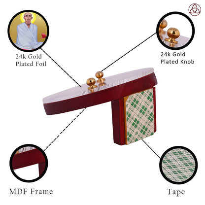 Ram Thakur Car Dashboard & Tabletop Photo Frame showcasing 24K gold plated foil and intricate MDF design.