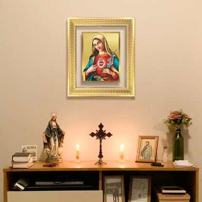 Diviniti 24K Gold Plated Mother Mary (Classic) Divine Wall Frame for Home Mandir & Office Decor | Luxury Spiritual Gift