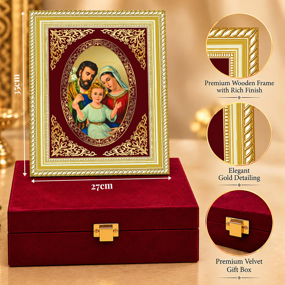 24K Gold-Plated Holy Family Frame | Premium Gift Box | 27x35 CM