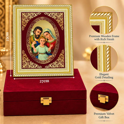 24K Gold-Plated Holy Family Frame | Premium Gift Box | 27x35 CM