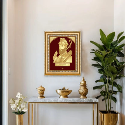 Guru Gobind Singh Ji Wall Hanging in 24k gold plated foil displayed on wall