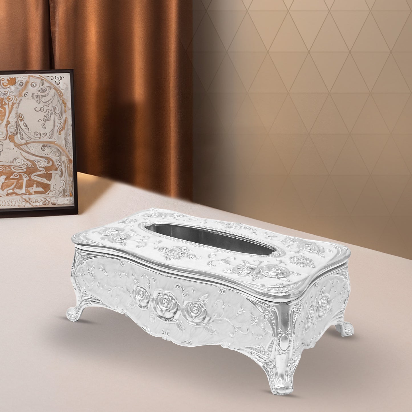 DIVINITI 999 Silver Plated Tissue Box Premium Decorative Luxurious Holder for Elegant Home and Office Décor (8.5x24x14 CM)