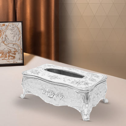 DIVINITI 999 Silver Plated Tissue Box Premium Decorative Luxurious Holder for Elegant Home and Office Décor (8.5x24x14 CM)