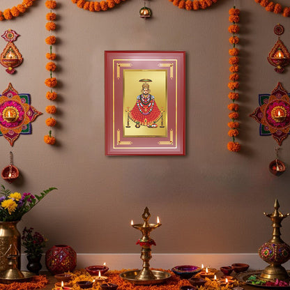 Diviniti 24K Gold Plated Khatu Shyam Ji Blessing Tabletop Photo Frame | Faith, Devotion & Divine Grace